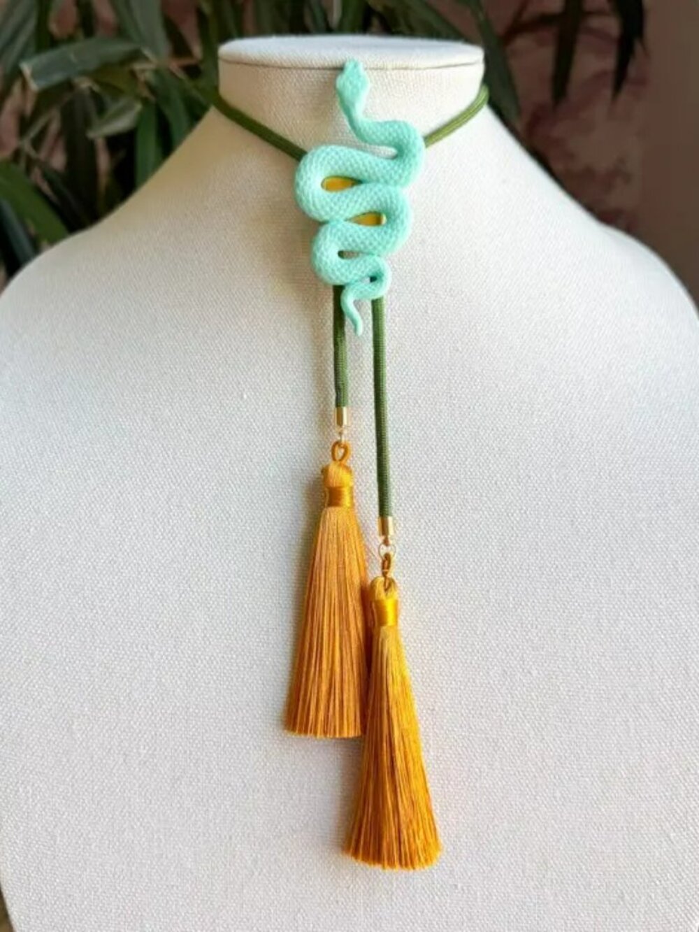 Snake Bolo Turquoise with Olive & Golden Yellow NEW